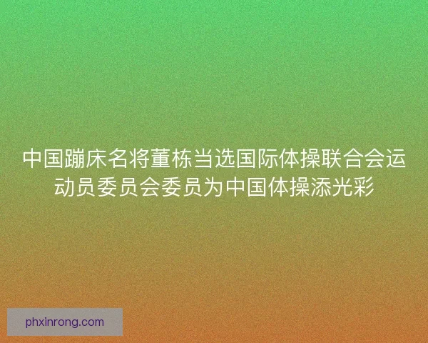 中国蹦床名将董栋当选国际体操联合会运动员委员会委员为中国体操添光彩